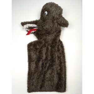 VTG Homemade OOAK Brown Furry Fuzzy Plush Full-Arm MONSTER Puppet Teeth Tongue